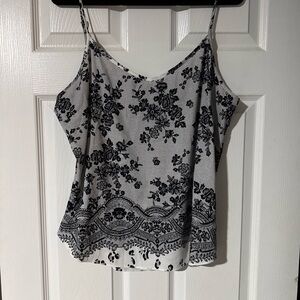 Worthington Black & White Floral Border Print Cami